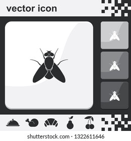 Fly simple flat set of buttons vector icon. Insect illustration.