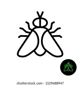 Fly simple line icon. Outline style gadfly symbol. Adjustable stroke width.