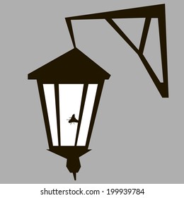 a fly sitting on the old streetlight