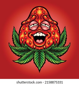 Fly Strawberry Weed Leaf Character Illustration for your work merchandise tshirt stickers and label designs poster greeting cards advertising business company or brands