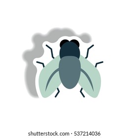 fly stylish icon in paper sticker style fly insect