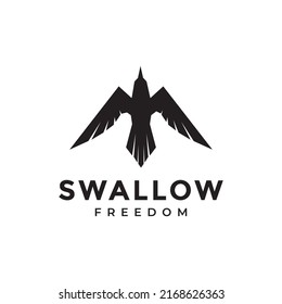 fly swallow modern shape black logo design vector graphic symbol icon illustration creative idea