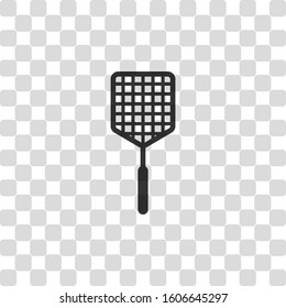 Fly Swatter Icon. Black Symbol On Transparency Grid