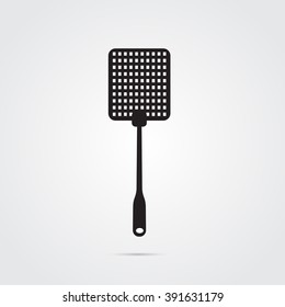 Fly Swatter Icon Black And White, Gray Scale Background