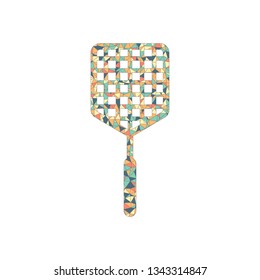 Fly Swatter Icon. Colored Mosaic With Polygons