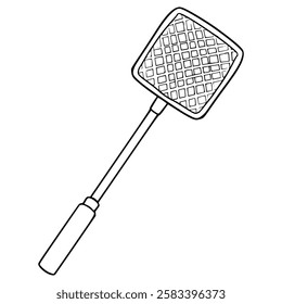 fly swatter illustration hand drawn outline vector