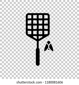 Fly swatter and insect. Simple icon. On transparent background.