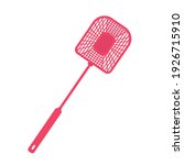 fly swatter isolated image on white background. Item for the destruction of insects at home. Vector illusion.