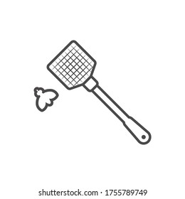 Fly swatter to kill flies and insects icon in flat style.Vector illustration.	