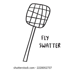 Fly Swatter. Outline Vector Icon On White Background.