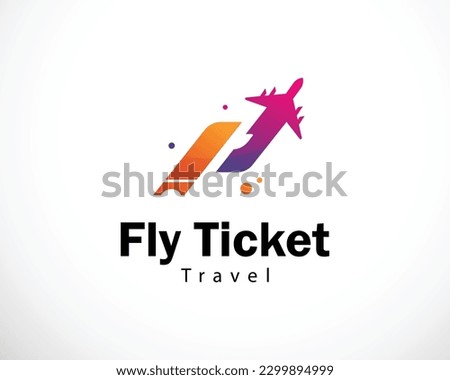 fly ticket logo creative design concept travel icon modern