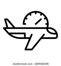 Fly time icon outline vector. Travel clock. Plane fly time