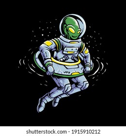 fly ufo alien vector illustration