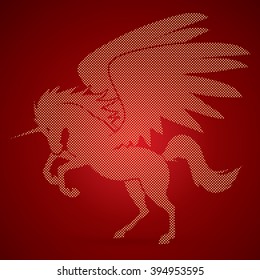 Fly Unicorn silhouette designed using dots pattern graphic vector.