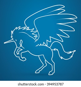 Fly Unicorn silhouette designed using outline graphic vector.
