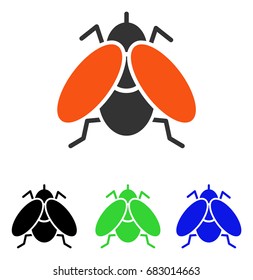 Fly vector icon. Illustration style is a flat iconic colored symbol with different color versions.