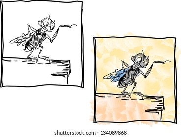 fly - vector illustration, colored and black and white