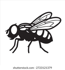 Ilustración vectorial de la mosca de un diseño de silueta