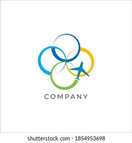 Fly vector logo. Airplane vector logo. Airplane icon. Airplane emblem