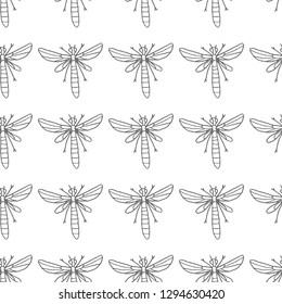 fly vector seamless pattern isolated on white background