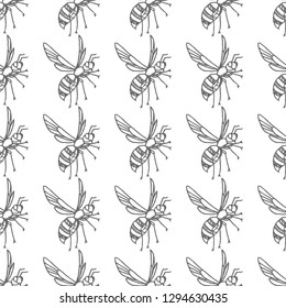 fly vector seamless pattern isolated on white background