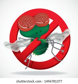 fly vector , stop fly sign , no fly. Vector illustration