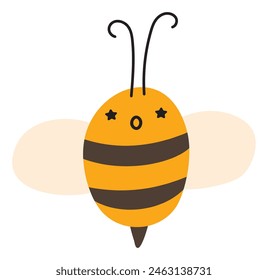 Fly worried Bee Emoji Icon. Cute kid character. Object summer Symbol flat Vector Honey Art. Cartoon element for web or typographic design, poster