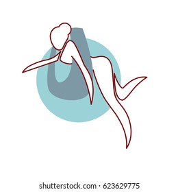 Fly yoga logo design isolated on white.