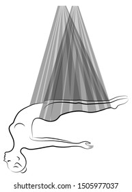 Fly yoga. Yoga on the hammock. Silhouette of a slender girl who goes in for sports, meditation. Good for your health. Vector illustration.