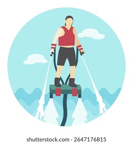 Ícone de vetor de Surf de Voo de Flyboard. Praia. Verão. Hora do verão. Feriado. Férias, passeio, esportes aquáticos, eps 10