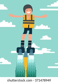 FlyBoard FlySurf Vector illustration in a flat design