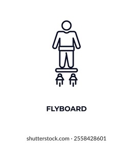 flyboard outline icon. Linear vector from ai and tech concept. Thin line flyboard icon isolated on white background