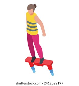 Flyboard sport activity icon isometric vector. Girl adventure. Action air