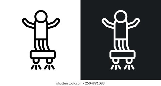 Flyboard vector icon set black and white filled and outlined style.