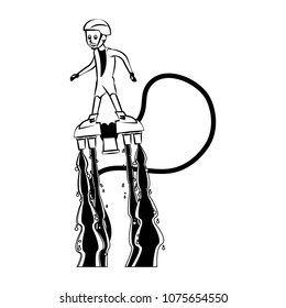 Flyboard Water sport on black white colors