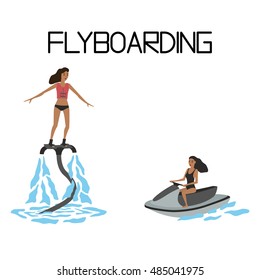 flyboarding. extreme water sport. vector