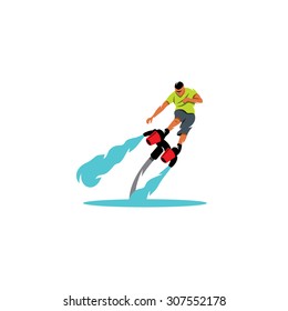 Flyboarding sign. Vector Illustration. Branding Identity Corporate logo design template Isolated on a white background