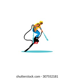 Flyboarding sign. Vector Illustration. Branding Identity Corporate logo design template Isolated on a white background