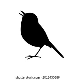 flycatcher bird, vector illustration, black silhouette, side view