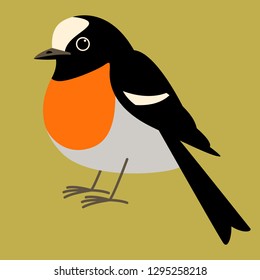 flycatcher bird, vector illustration, flat style,profile view