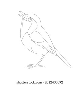 flycatcher bird, vector illustration, lining draw, side view