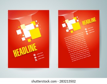 flyer a4 brochure design template background red color 3d lines and squares