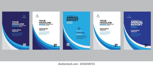 Flyer Abstract curve shape on blue sky and white color background - A4 size book cover template for annual report, magazine, booklet, proposal, portfolio, brochure, poster with bleed area eps file 10