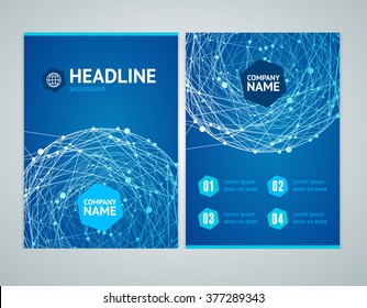 Flyer Abstract  Shining Spheres with Connected Lines. Vector illustration