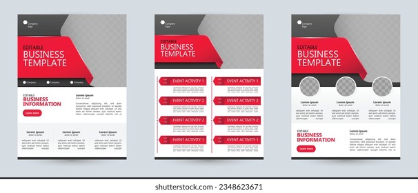 flyer advert abstract business template text layout and copy space vivid red and gray vector background for event agenda webinar newsletter lecture schedule marketing ad