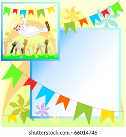 Flyer or advertisement with smiling cook receiving gratitude