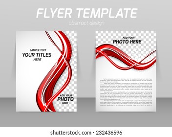 Flyer back and front design template with wavy line