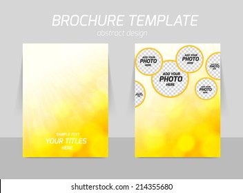 Flyer back and front template design in yellow color with circles