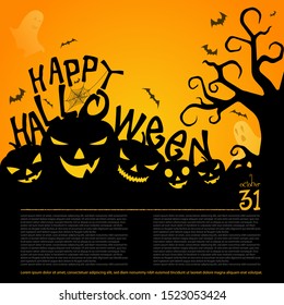 Flyer or banner Halloween. Vector Design