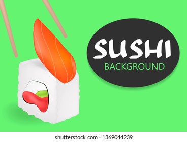 Flyer, banner japanese food. Realistic background of sushi